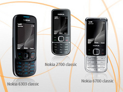 Drei neue "Classic"-Handys von Nokia: Das 6700, 6303 und 2700 classic sind ab dem zweiten Quartal 2009 zu kaufen